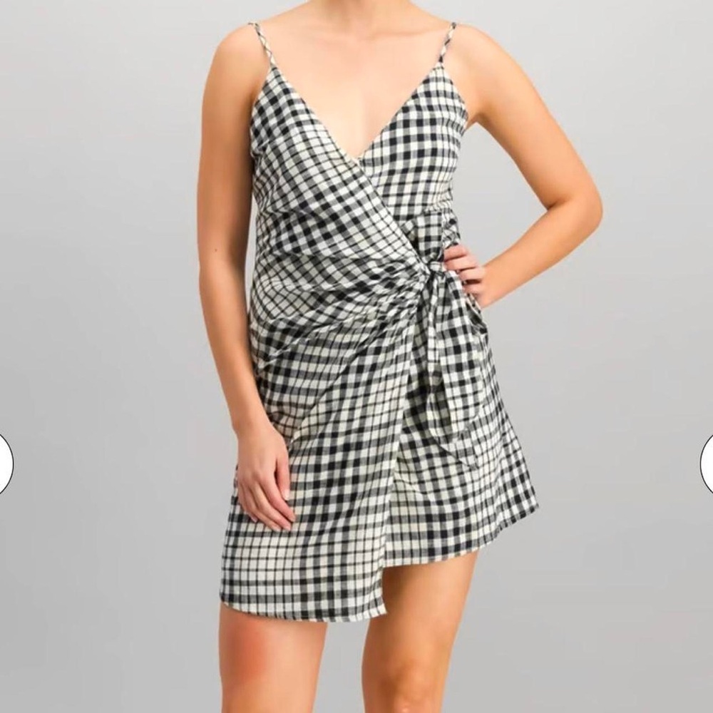 Free People Black and White Plaid Mini Dress